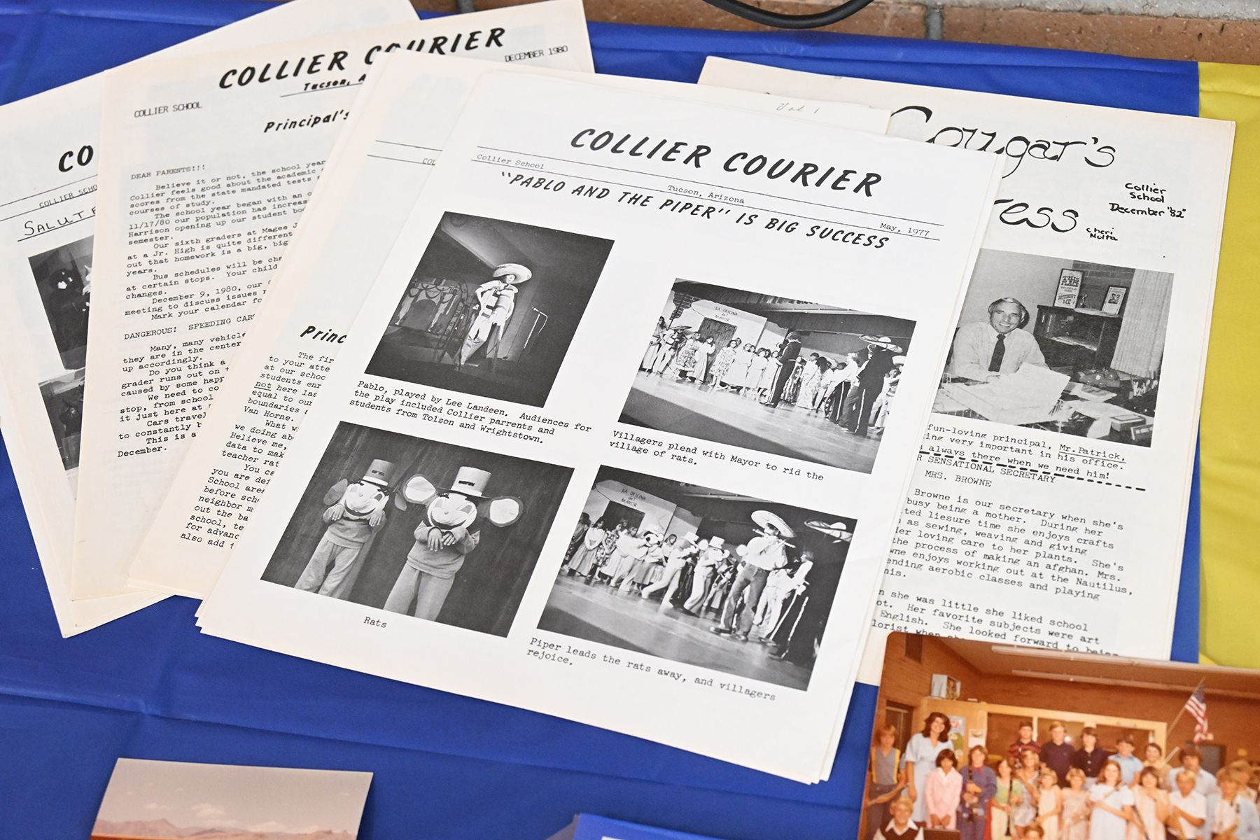 Old editions of the Collier Courier, the school's newsletter, were on display at the open house