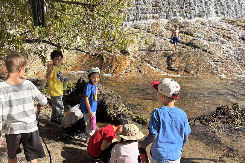 Students explore the creek area